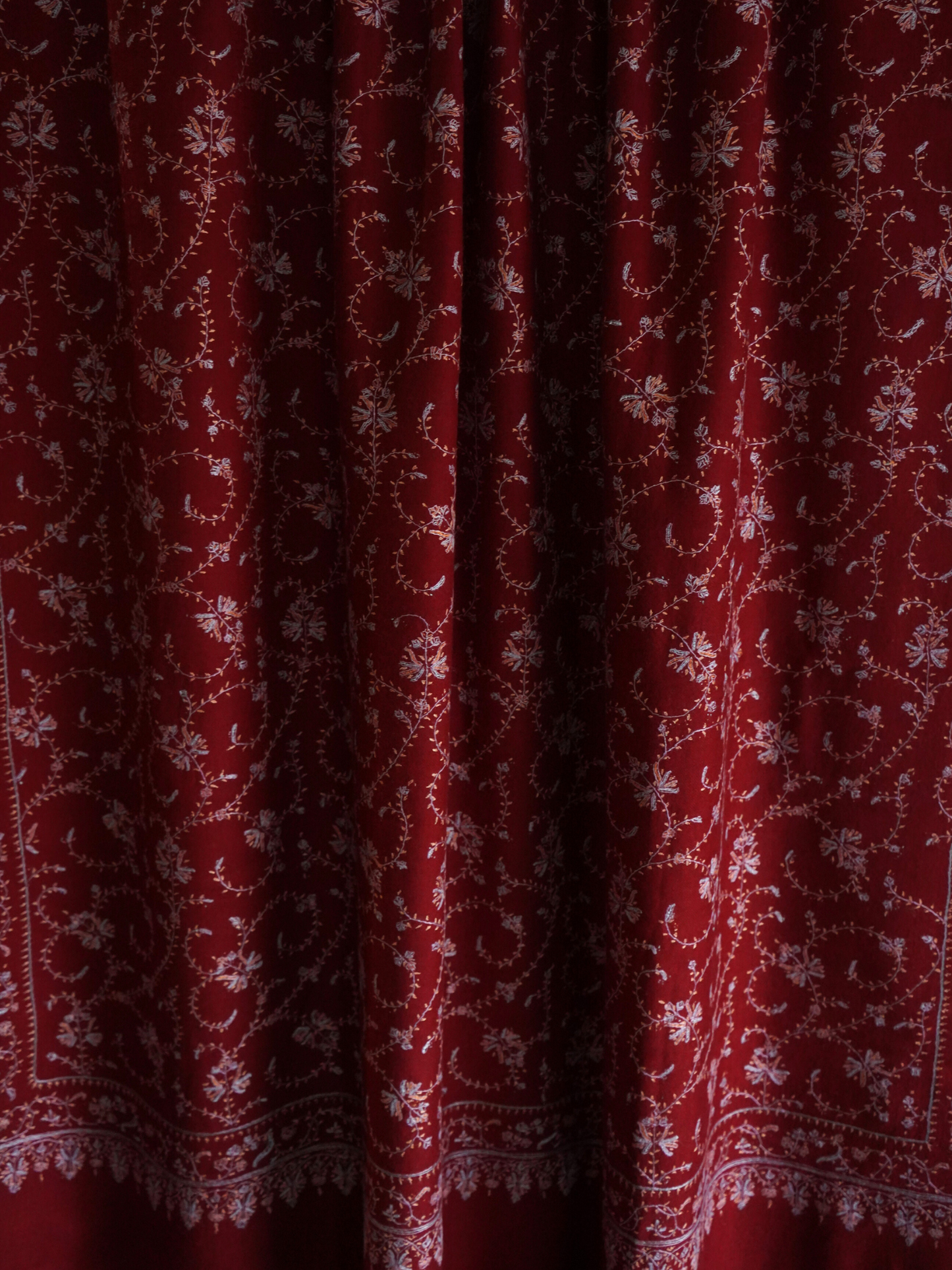 Maroon Sozni Embroidered Pashmina Shawl
