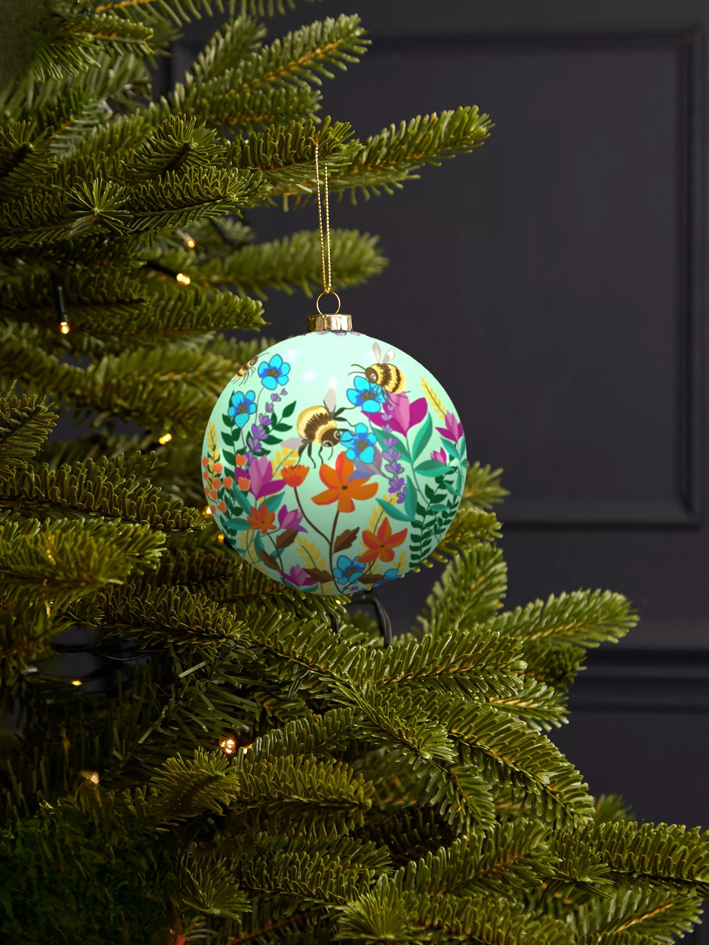 Bees Bauble Pale Blue