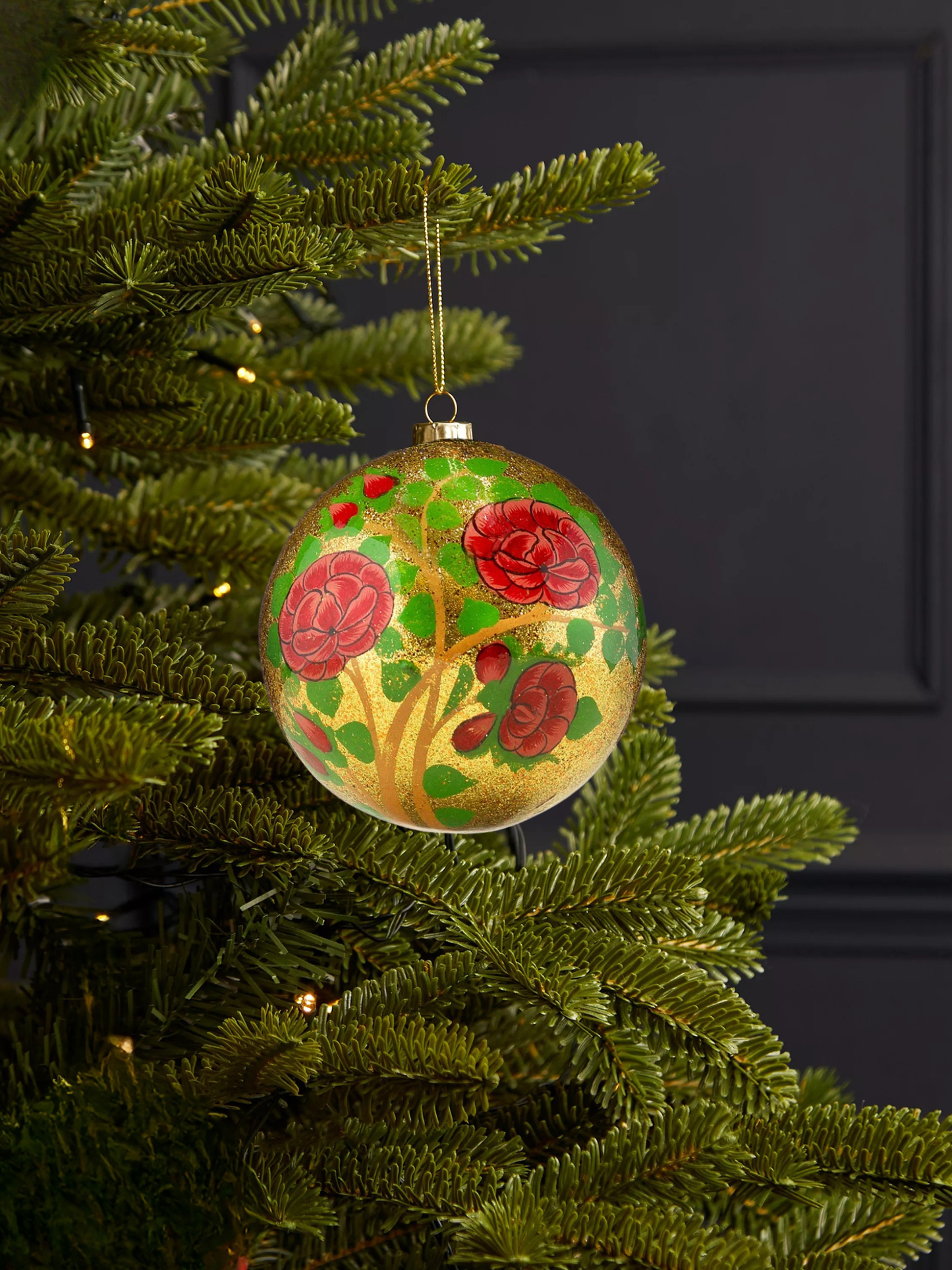Floral Glitter Bauble Red Roses