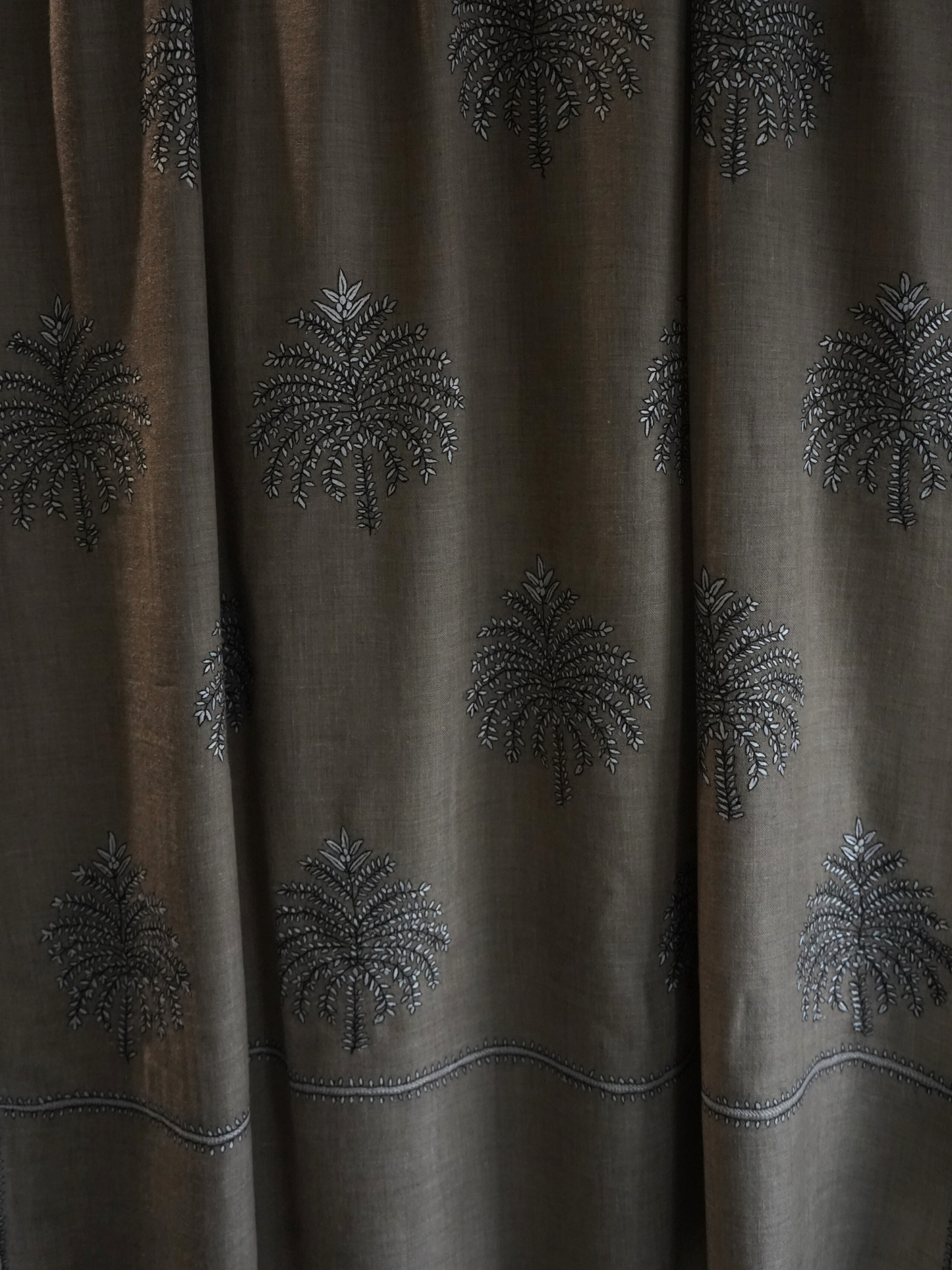 Grey Pashmina Shawl Tree Design