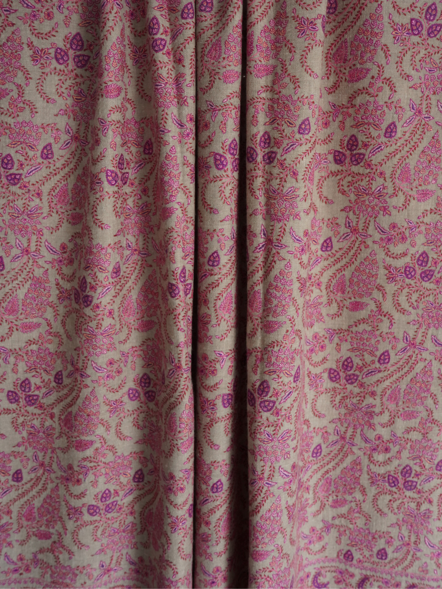 Natural Pashmina Jamavar Shawl with Sozni Embroidery