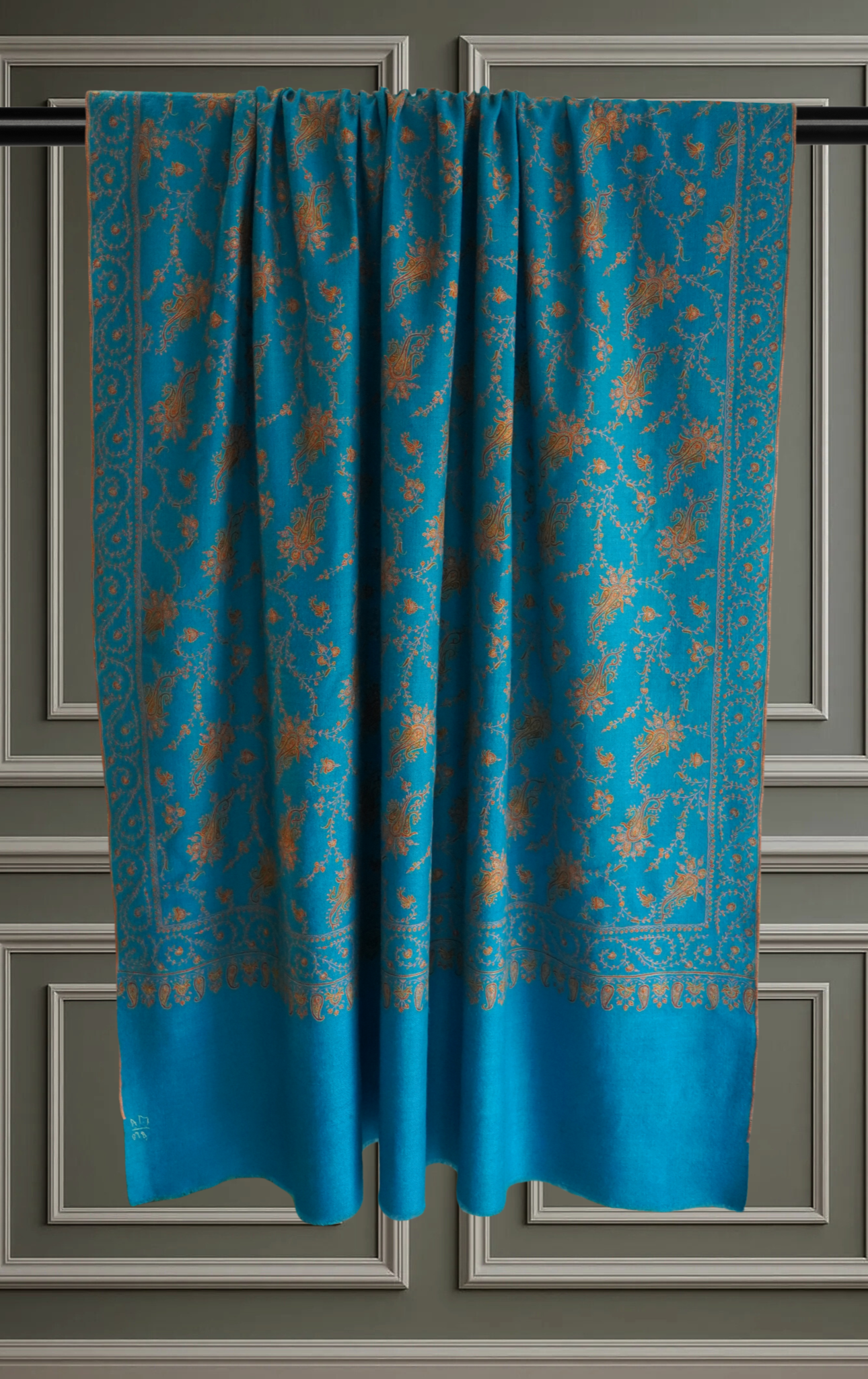 Turquoise Neem Jamavar Pashmina Shawl