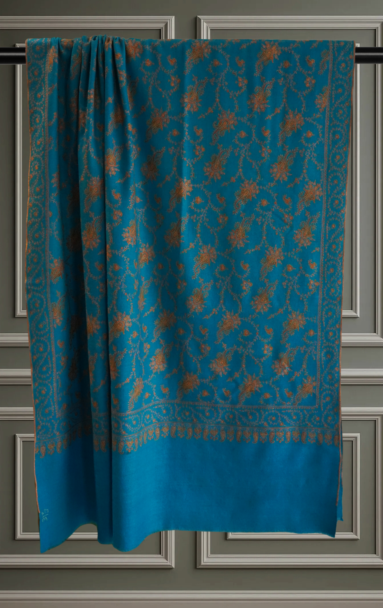 Turquoise Neem Jamavar Pashmina Shawl