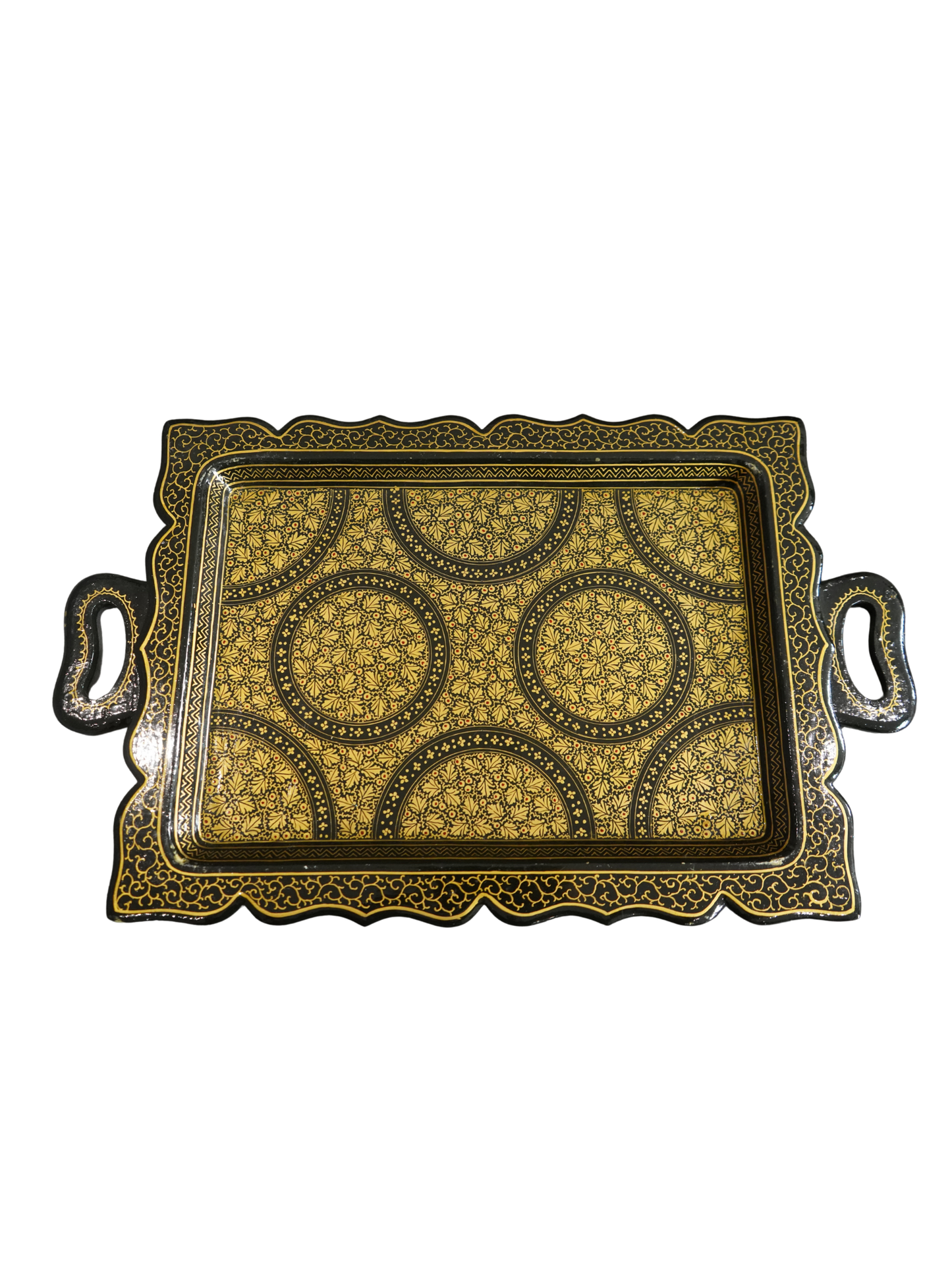 Black & Gold Papier Mâché Serving Tray