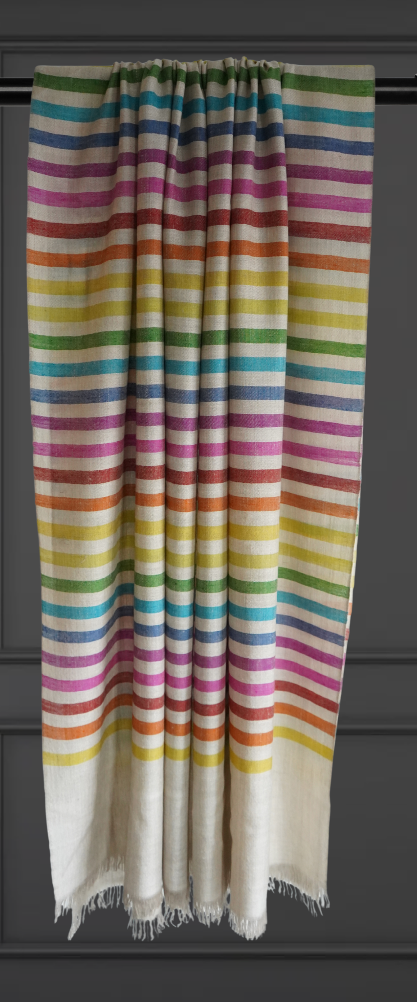 Beige Pashmina Scarf with Stripes XL