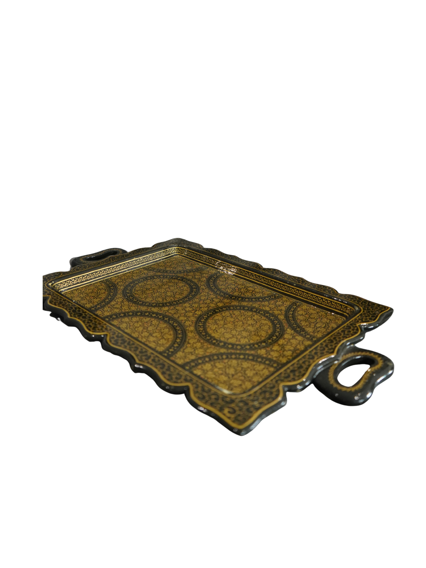 Black & Gold Papier Mâché Serving Tray