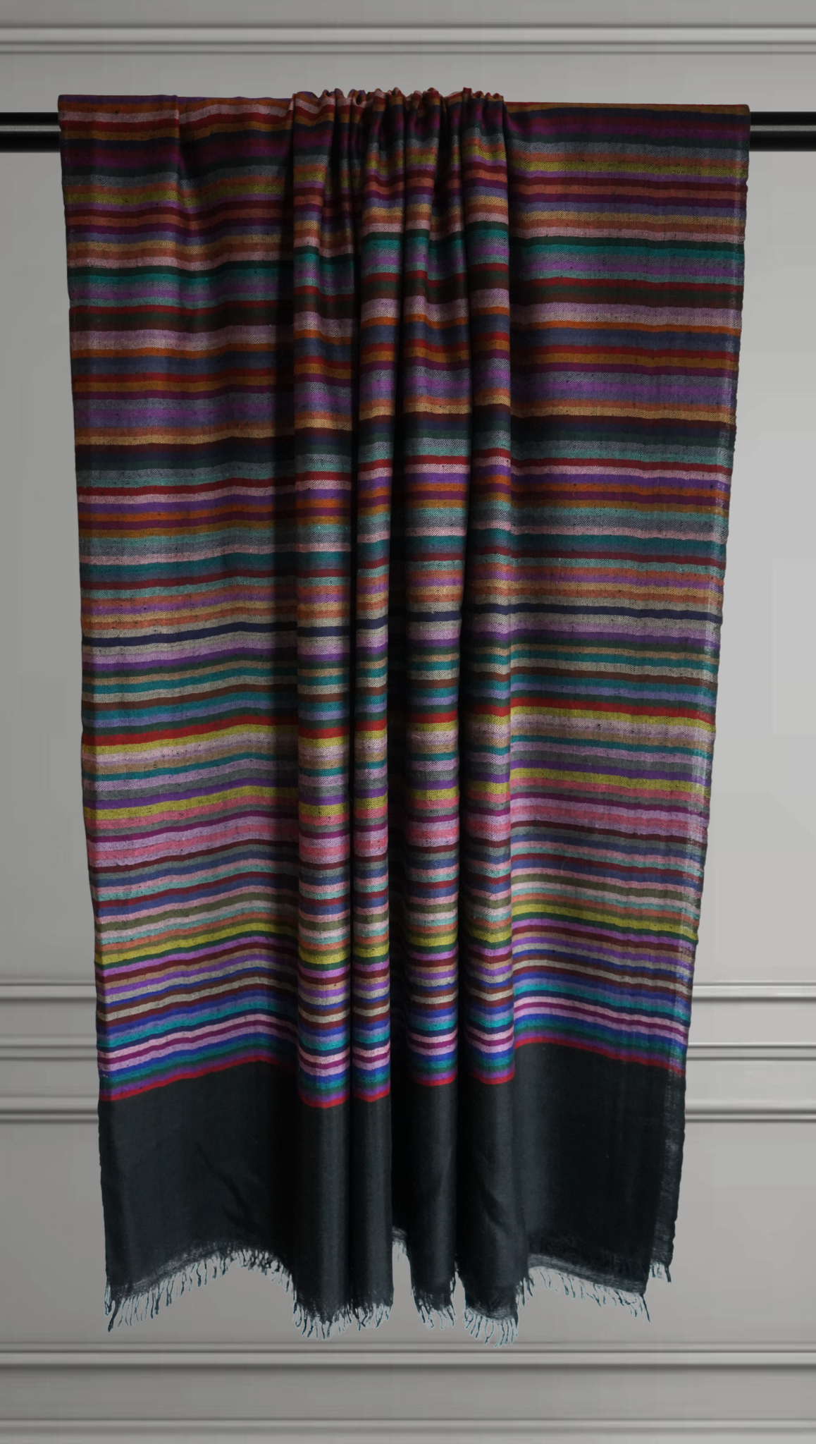 Black Striped Pashmina Scarf XL