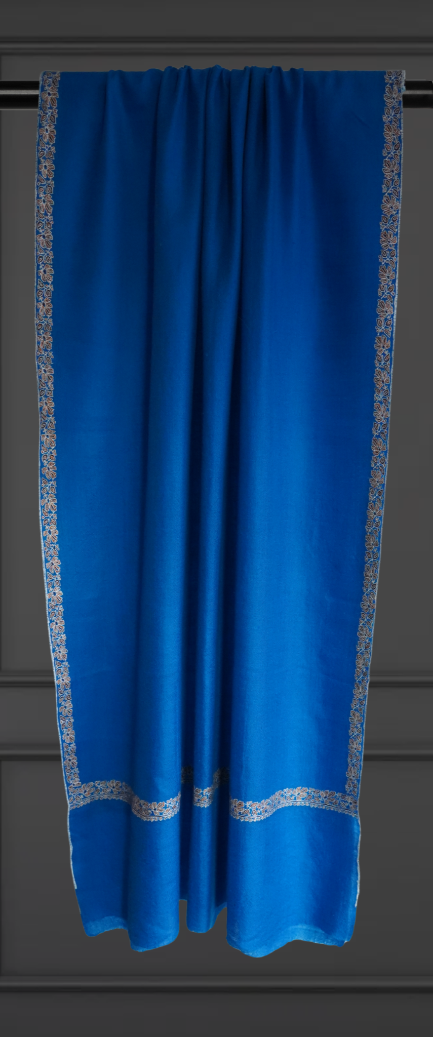 Royal Blue Embroidered Pashmina Scarf