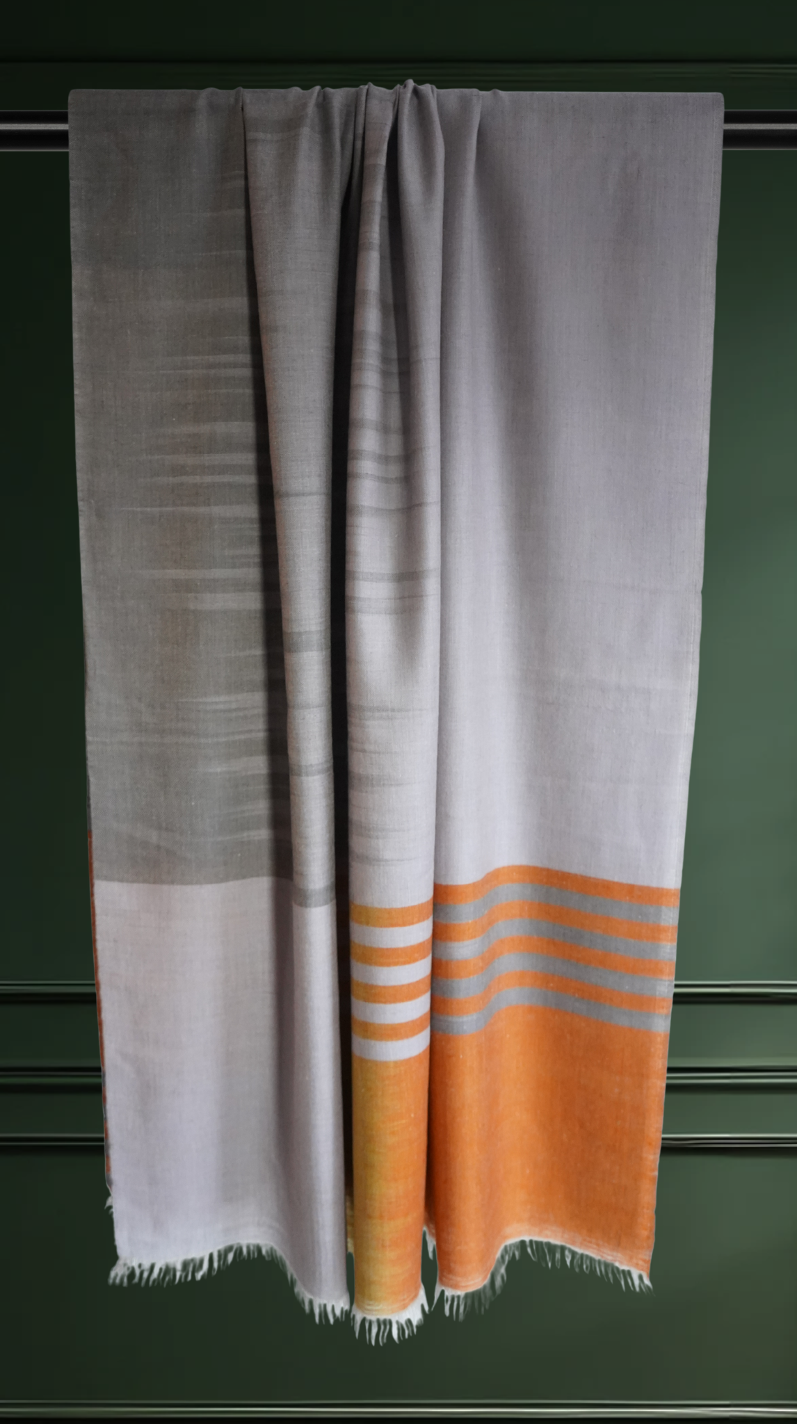 Grey Pashmina Scarf with Yellow & Orange Accents XL
