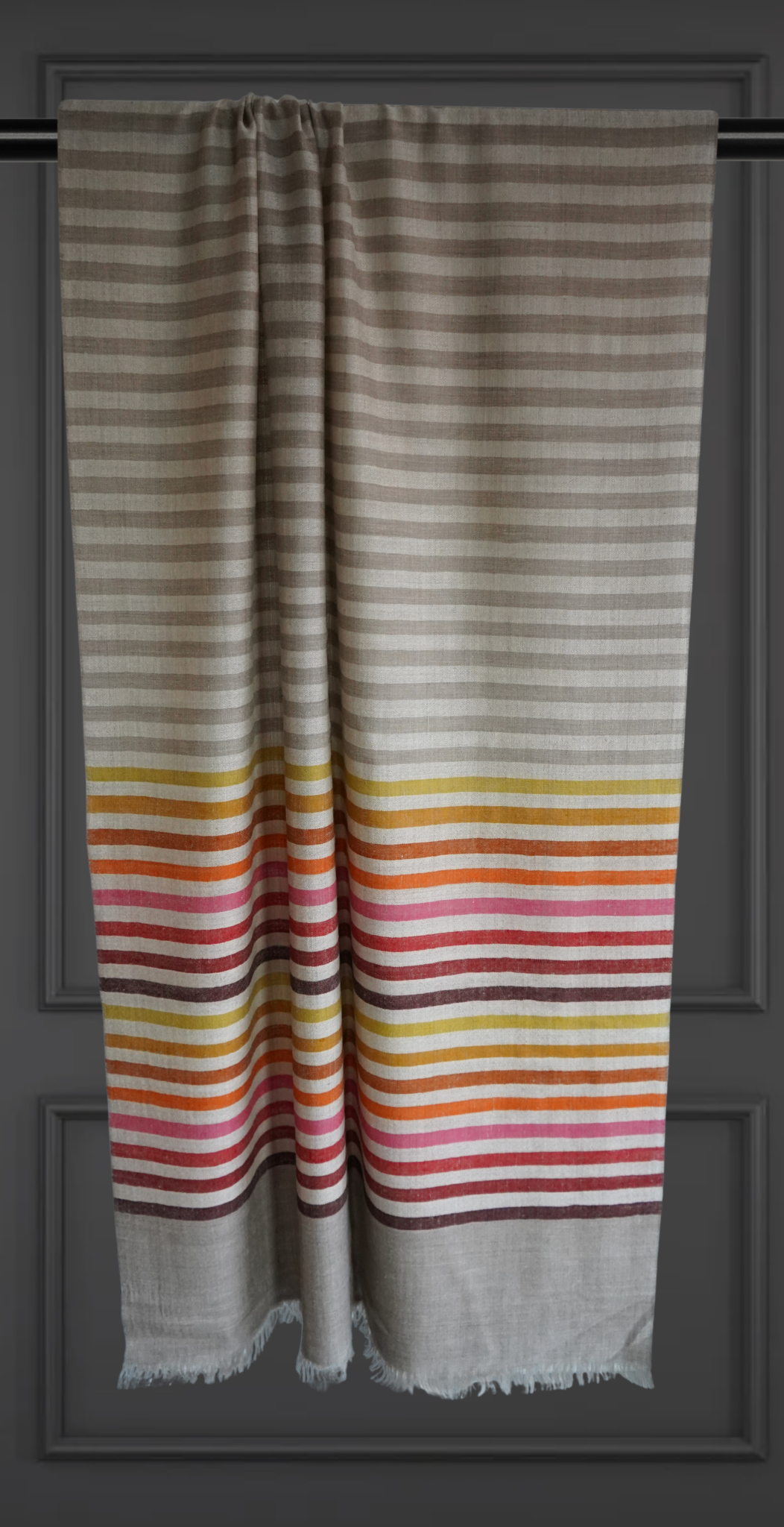 Natural and Beige Striped Pashmina Scarf