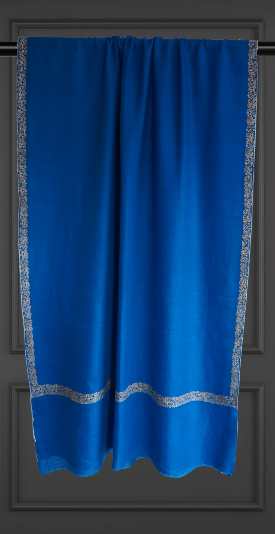 Royal Blue Embroidered Pashmina Scarf