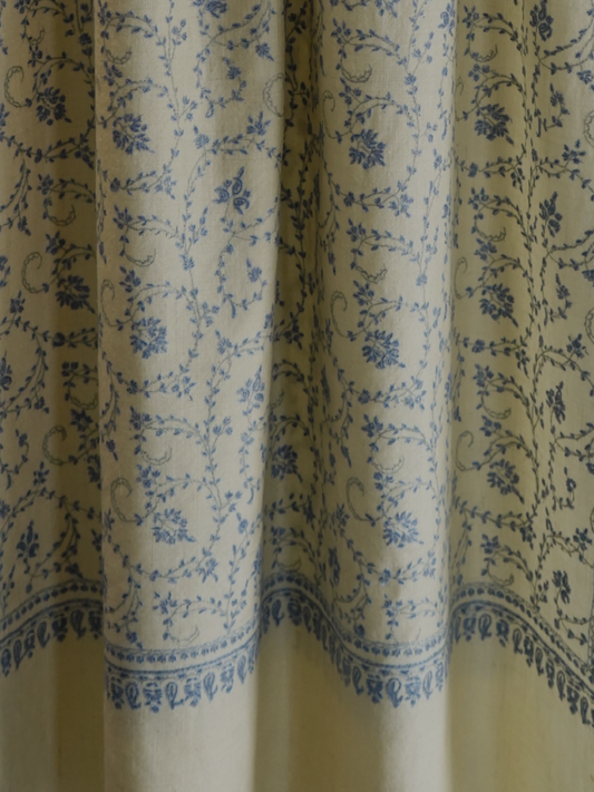 Off-White Pashmina Scarf with Sozni Embroidery