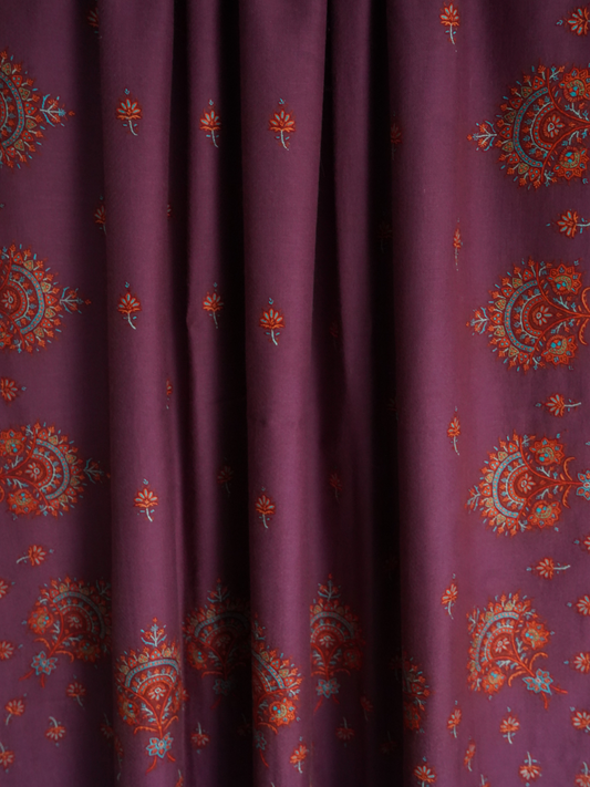 Plum Pashmina Shawl with Sozni Embroidery