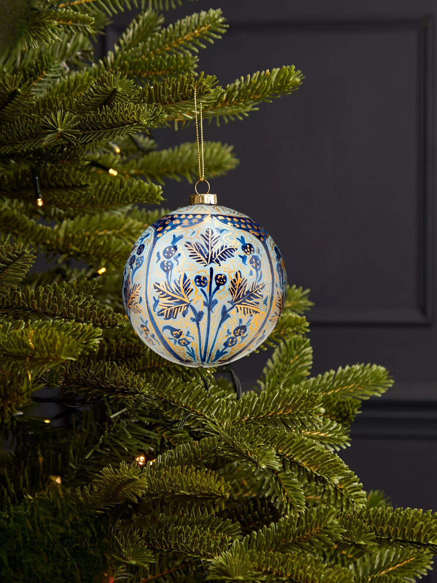 Chinar Bauble Dusty Blue and Gold