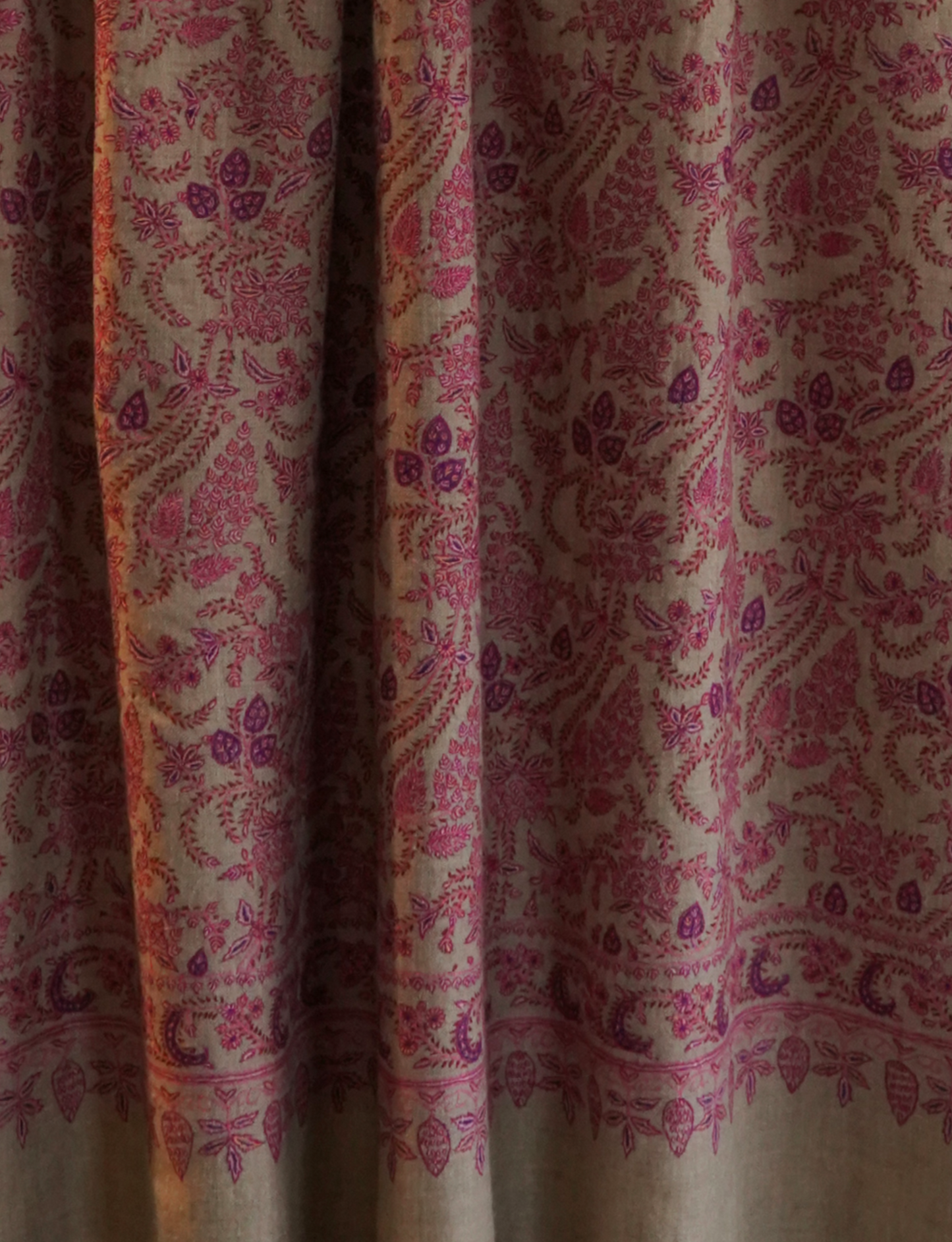 Natural Pashmina Jamavar Shawl with Sozni Embroidery