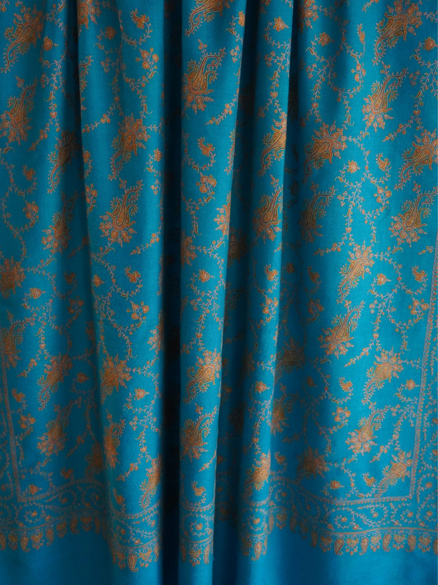 Turquoise Neem Jamavar Pashmina Shawl