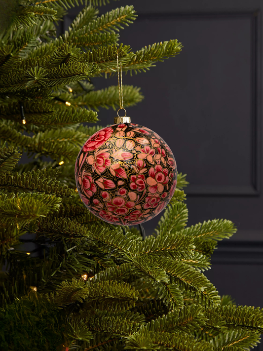 Roses Bauble Pink and Black