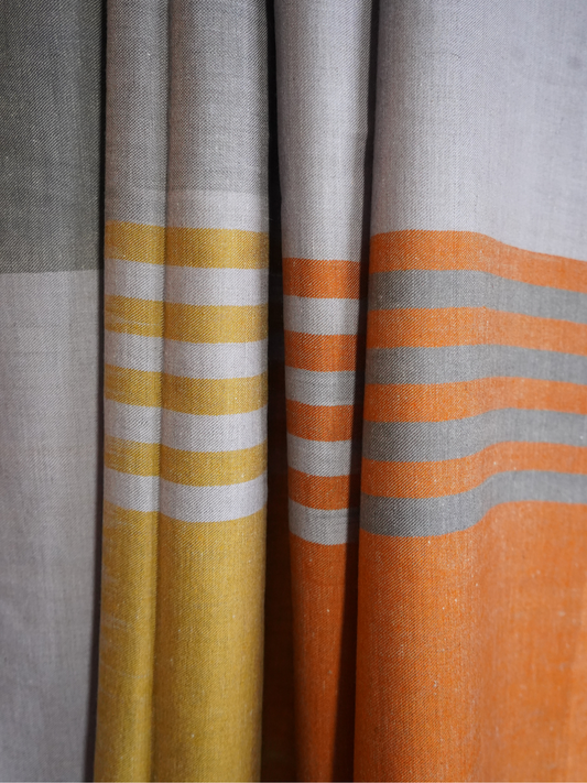 Grey Pashmina Scarf with Yellow & Orange Accents XL