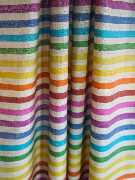 Natural Pashmina Scarf with Multicolor Stripes