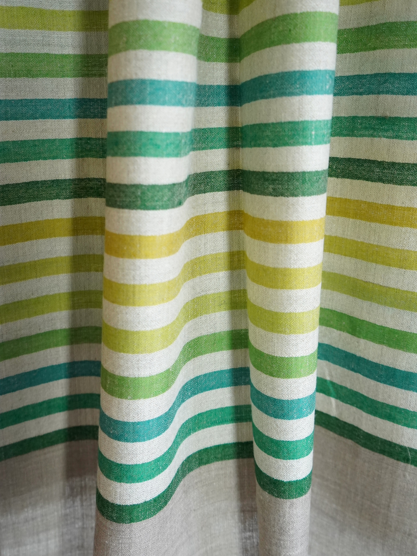 Beige & Green Striped Pashmina Scarf