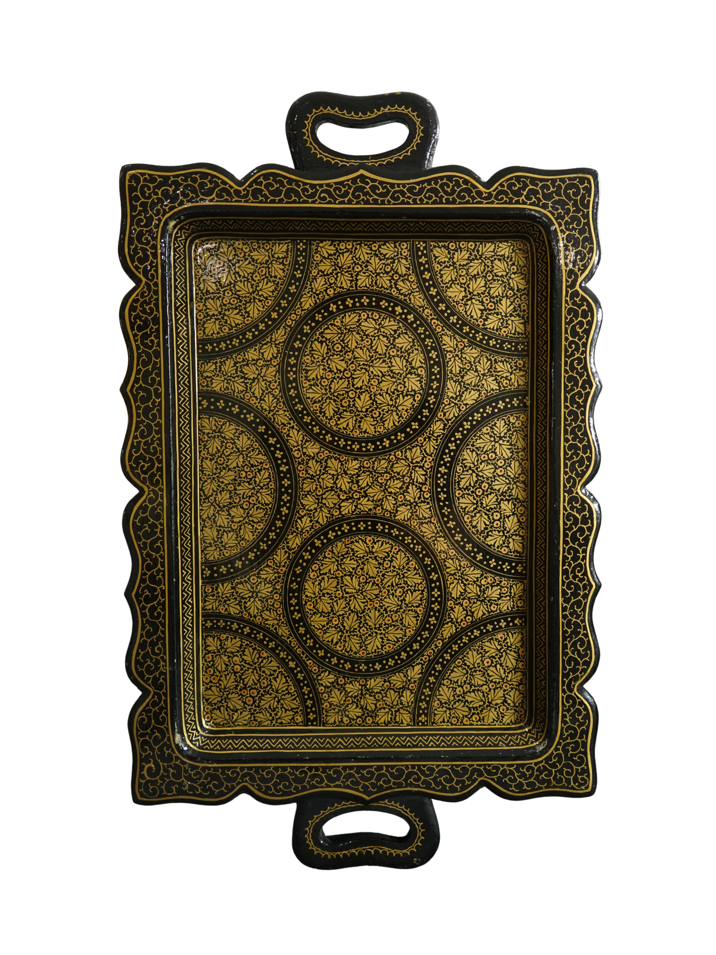 Black & Gold Papier Mâché Serving Tray
