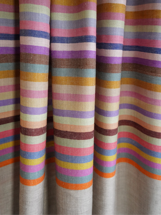 Natural Pashmina Scarf with Multicolor Stripes XL