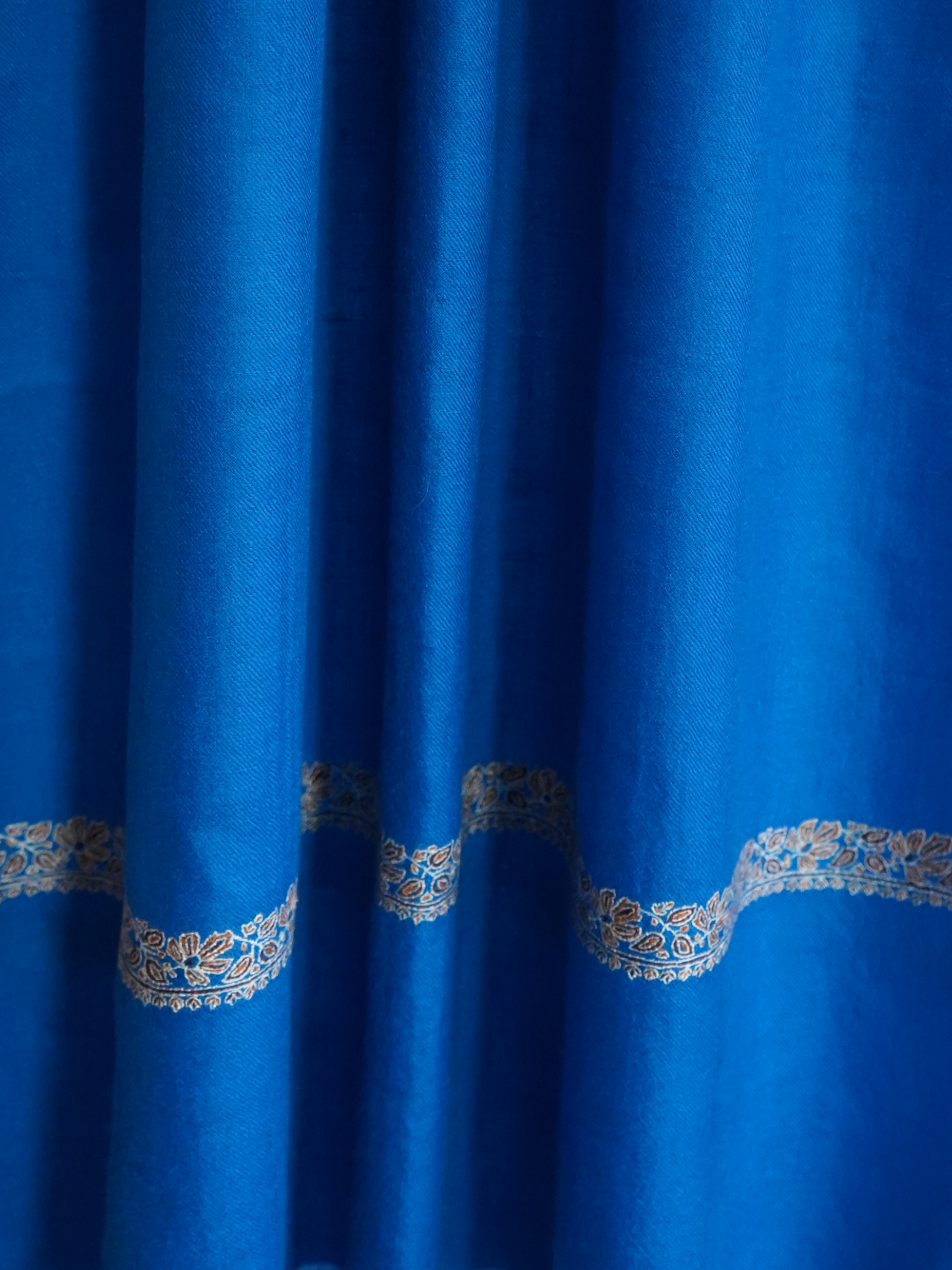 Royal Blue Embroidered Pashmina Scarf