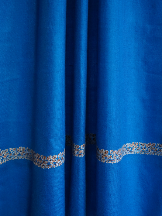 Royal Blue Embroidered Pashmina Scarf