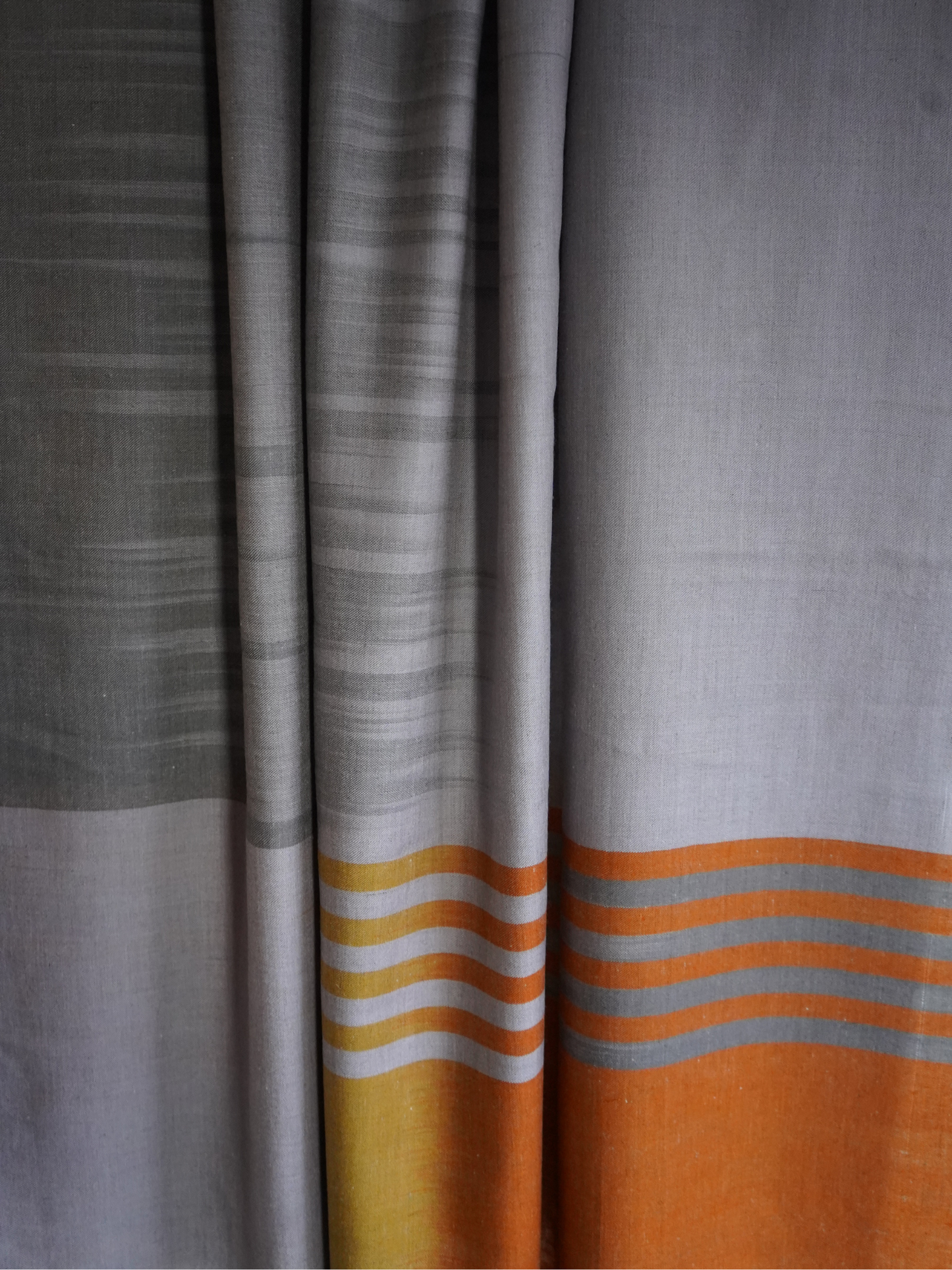 Grey Pashmina Scarf with Yellow & Orange Accents XL