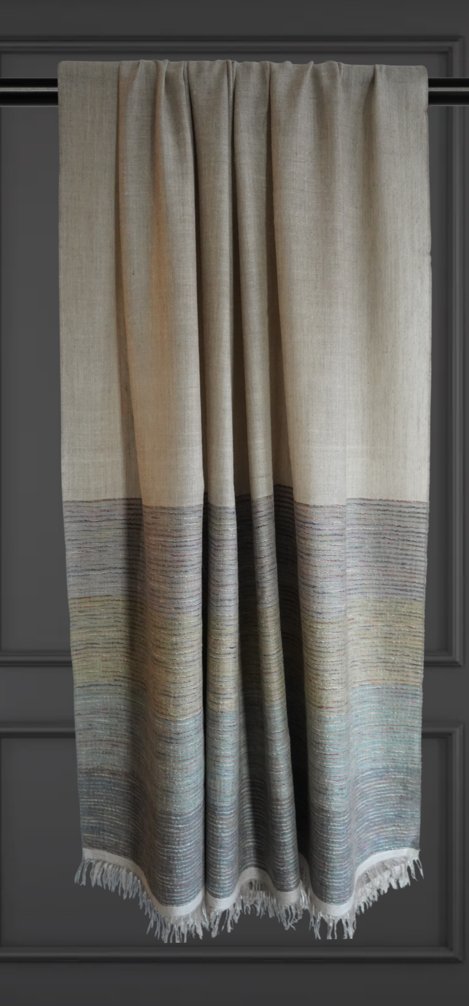 Beige Pashmina Scarf with Stripes XL