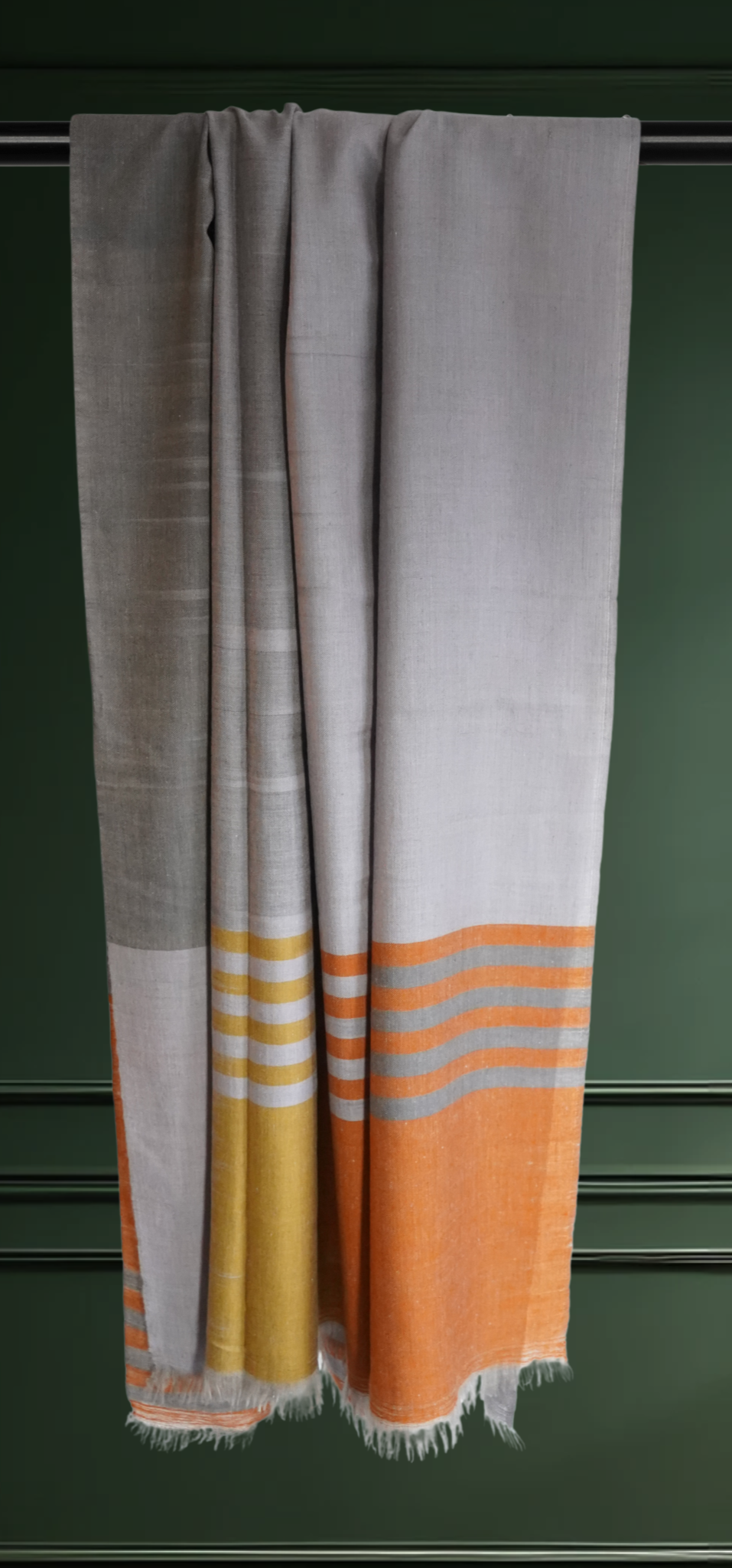 Grey Pashmina Scarf with Yellow & Orange Accents XL