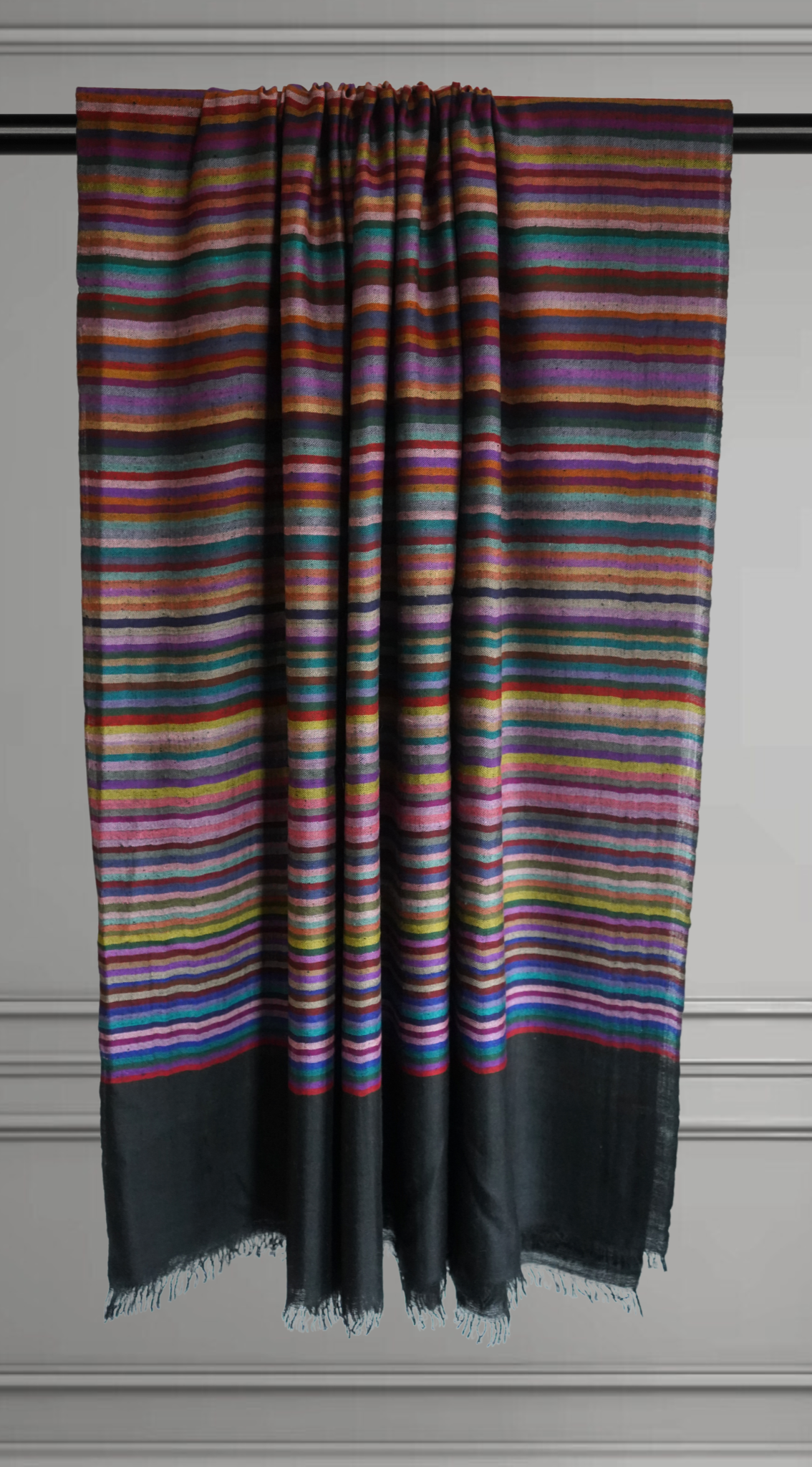 Black Striped Pashmina Scarf XL
