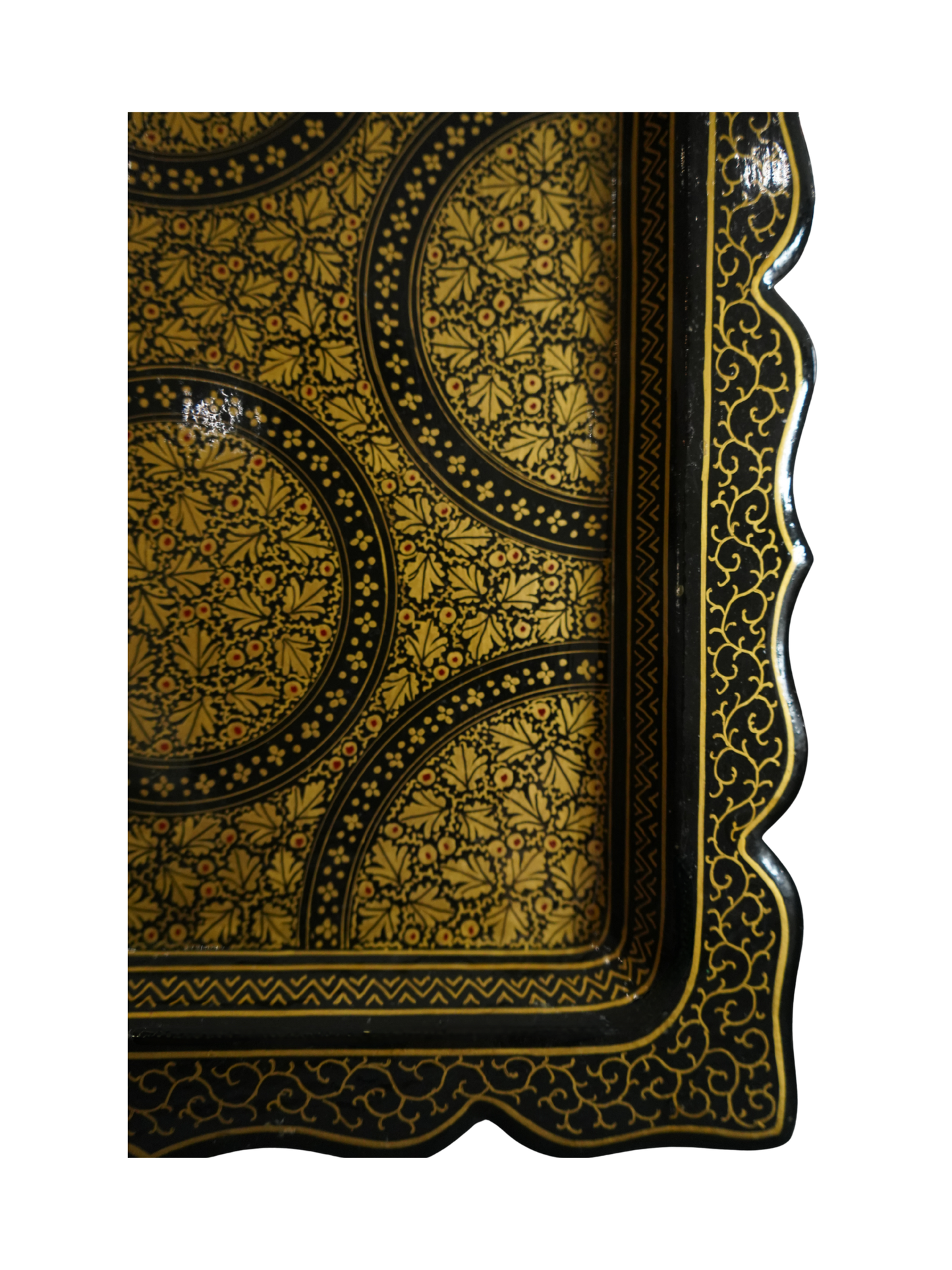 Black & Gold Papier Mâché Serving Tray