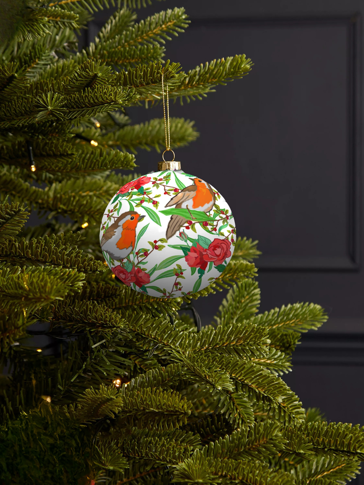Sparrows and Roses Bauble