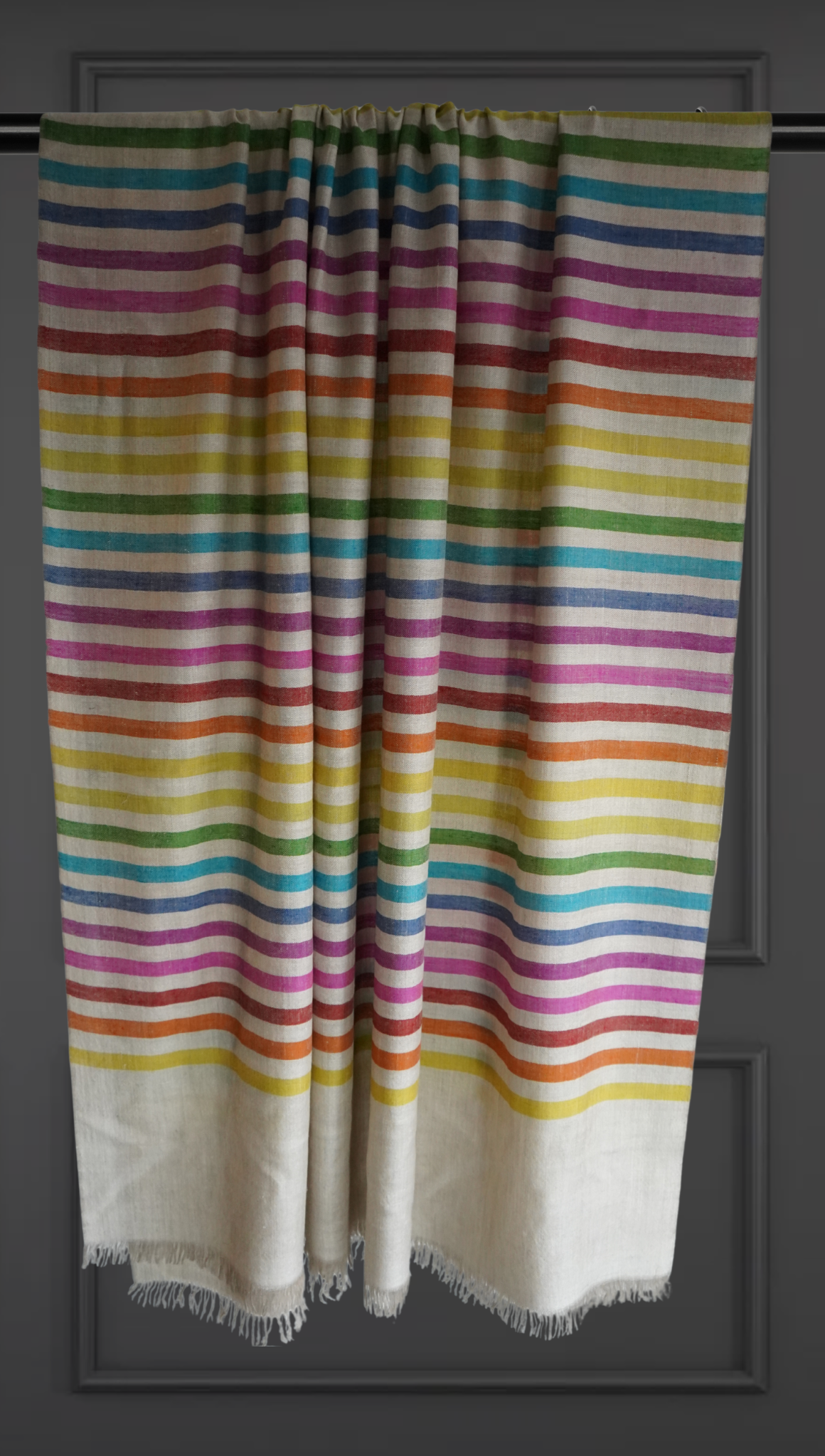 Beige Pashmina Scarf with Stripes XL