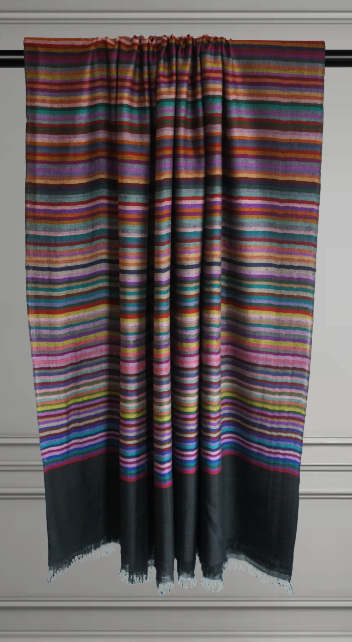 Black Striped Pashmina Scarf XL