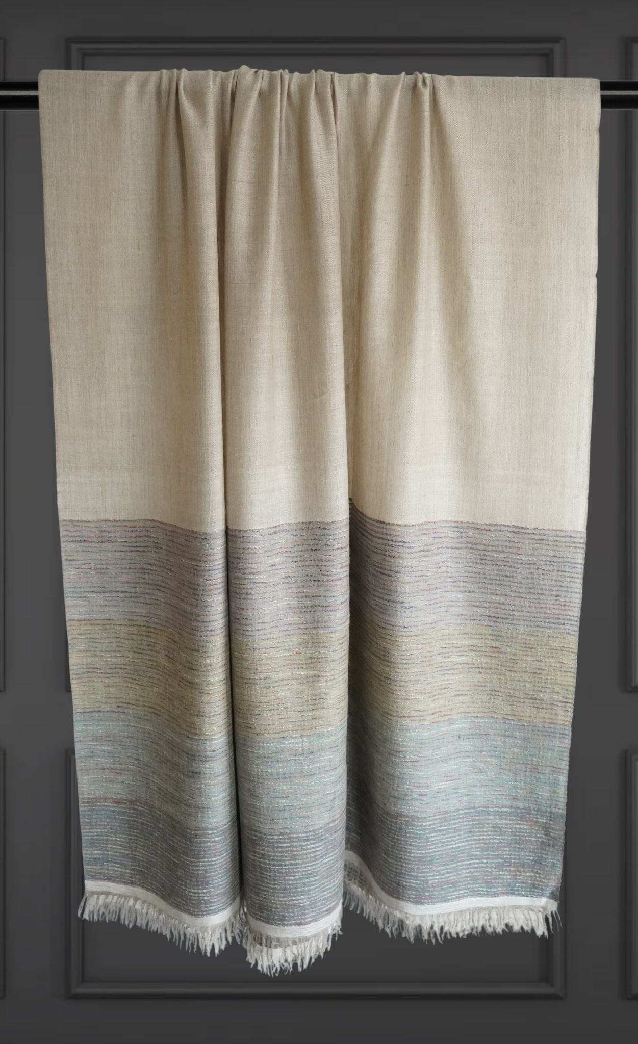 Beige Pashmina Scarf with Stripes XL
